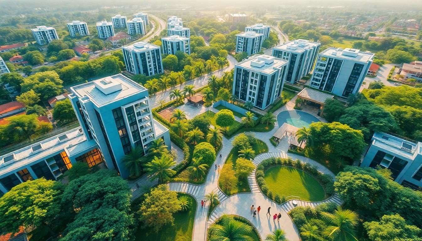 Tampines ec: Vibrant community landscape with modern architecture and greenery.