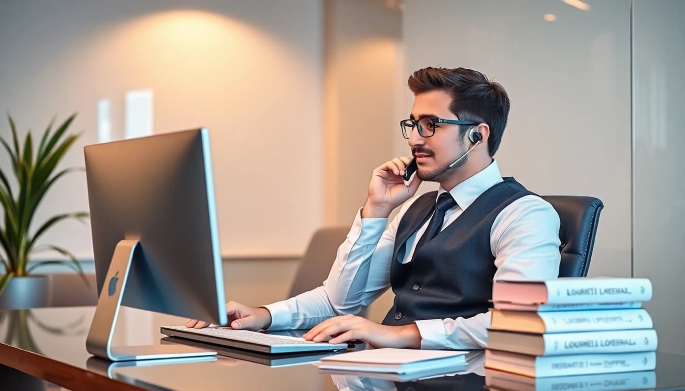 Löschdienst-Experte berät Kunden im Büro für Online-Reputation.