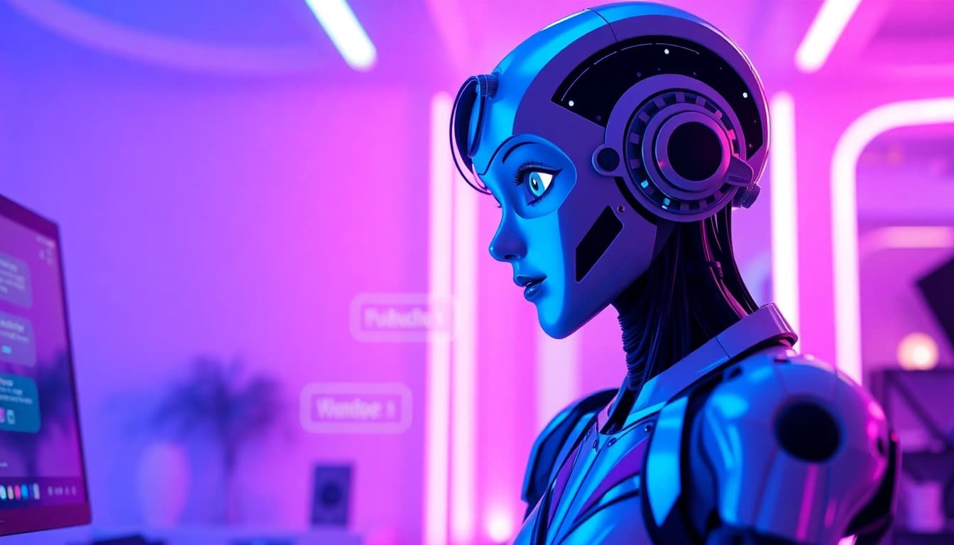 Engaging AI character in a vibrant porn ai chat, showcasing interactive digital conversation.