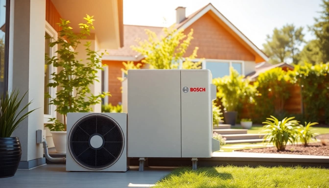 Wärmepumpe Bosch in moderner Umgebung, effiziente Heiztechnik für Ihr Zuhause.