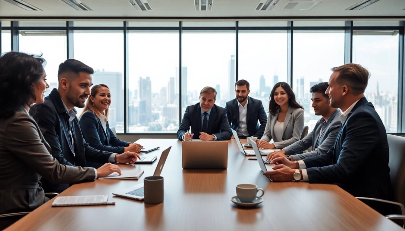 Personalberater analysiert Strategien in einem modernen Büro mit Kollegen.