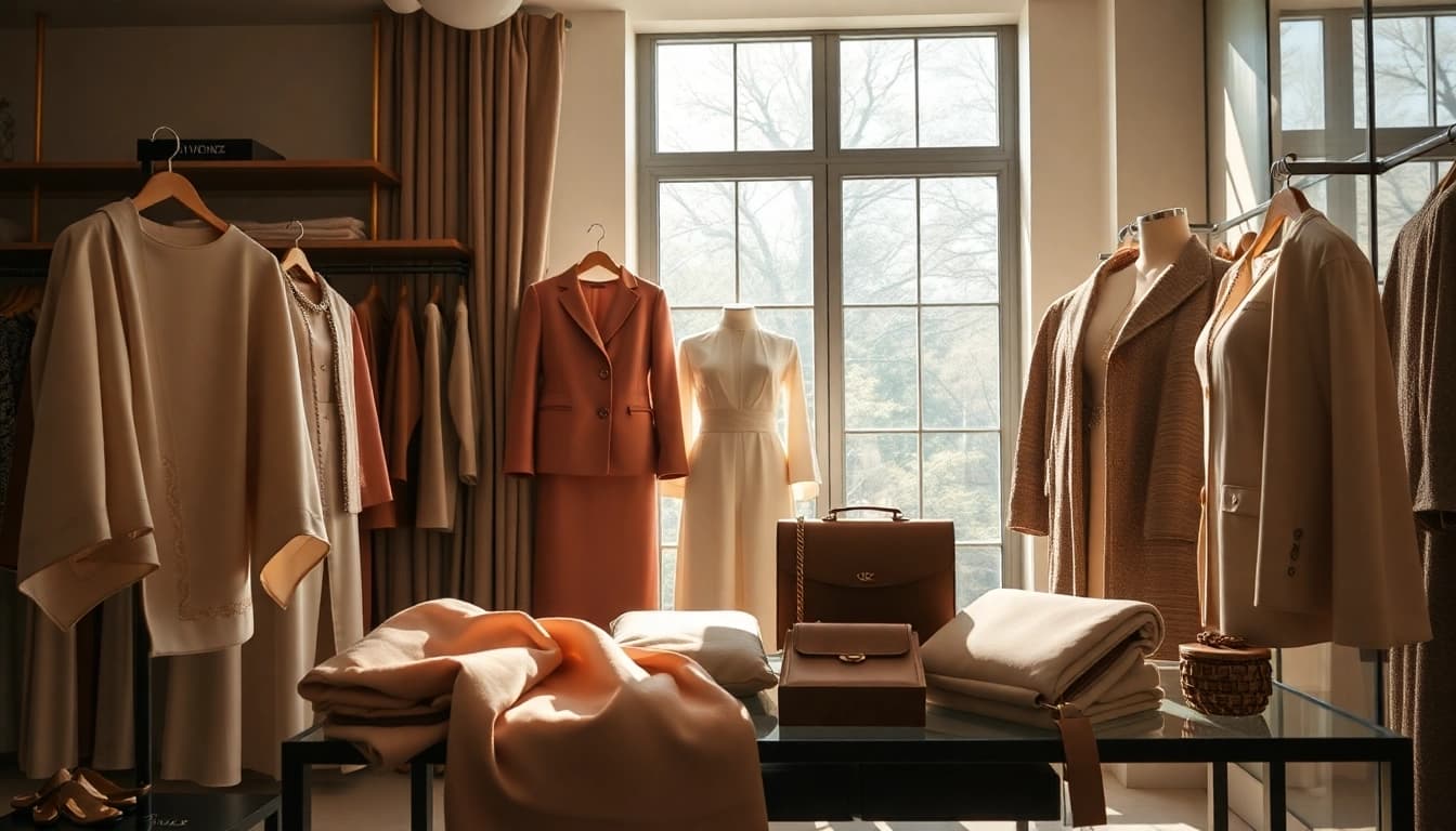 Shop high-end Alvionz fashion in an elegantly arranged boutique setting.