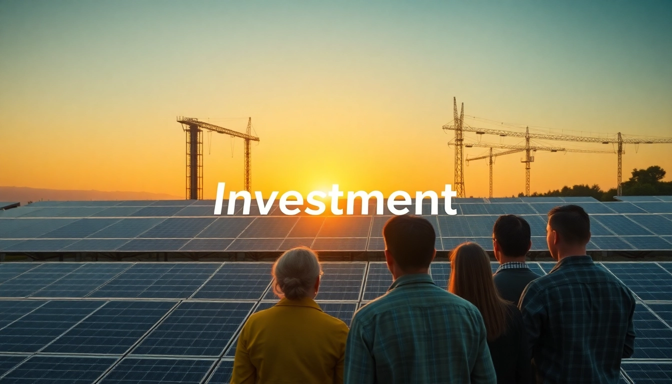 Investoren beobachten ein modernes Solarkraftwerk und das Konzept des Photovoltaik Investments.