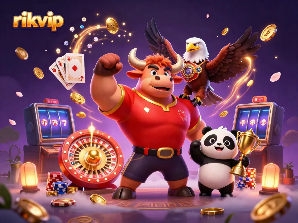 Experience thrilling wins at RIKVIP with vibrant characters showcasing casino excitement and celebratory energy.