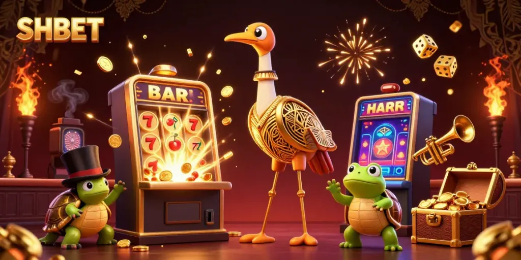 Experience the thrill of SHBET gaming with a vibrant 3D illustration of a casino scene.