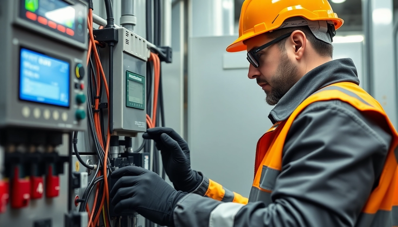 Technician conducting DGUV V3 Prüfung on electrical devices ensuring workplace safety.