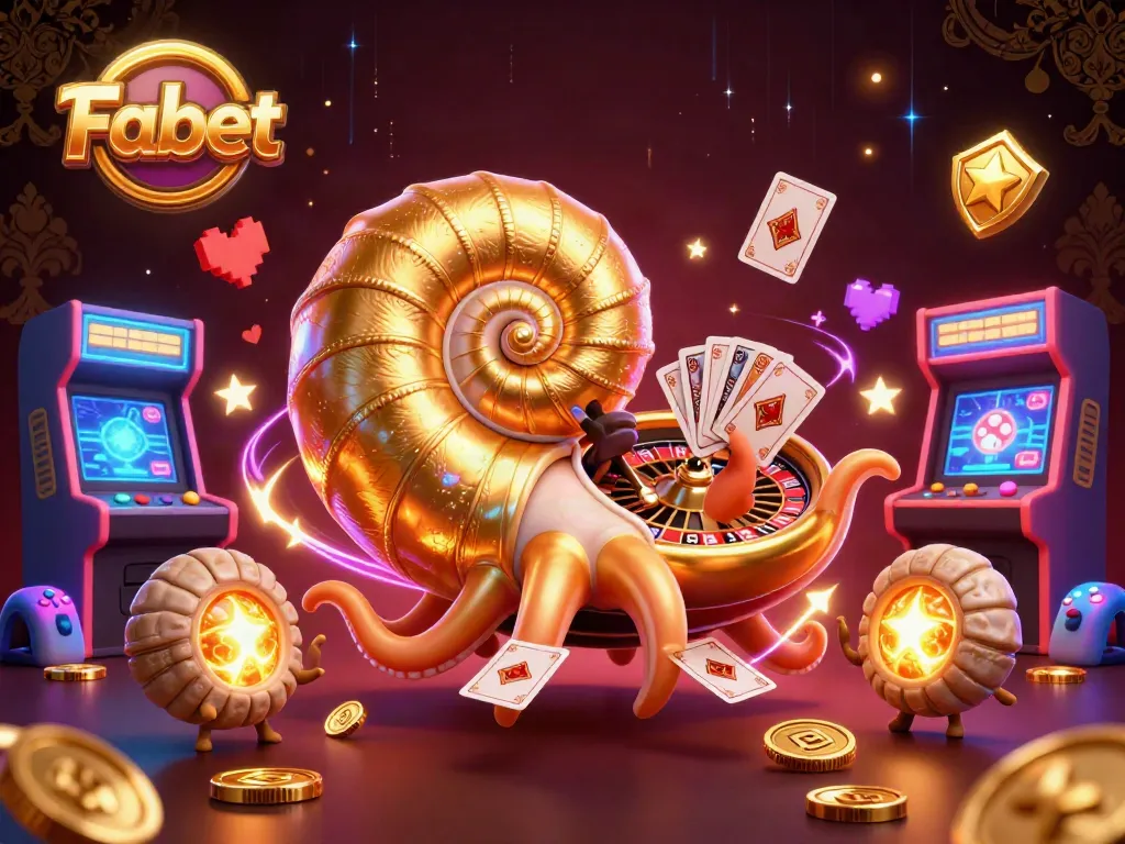 Experience thrilling gameplay with Fabet's vibrant casino-themed 3D illustration featuring a unique nautilus roulette.