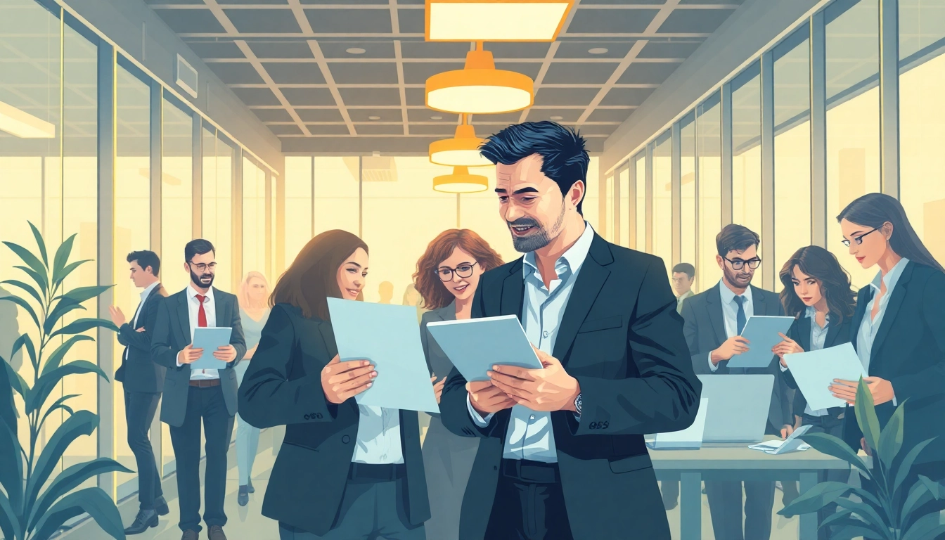 Professionals collaborating in a modern office as Headhunter Köln