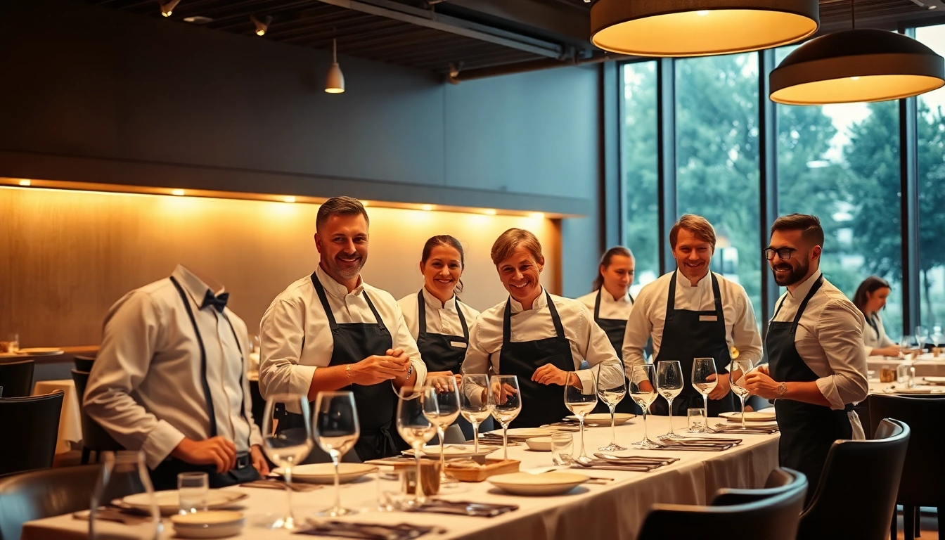 Gastronomie-Team arbeitet harmonisch zusammen unter dem Motto Headhunter Gastronomie, zeigt exzellenten Service.