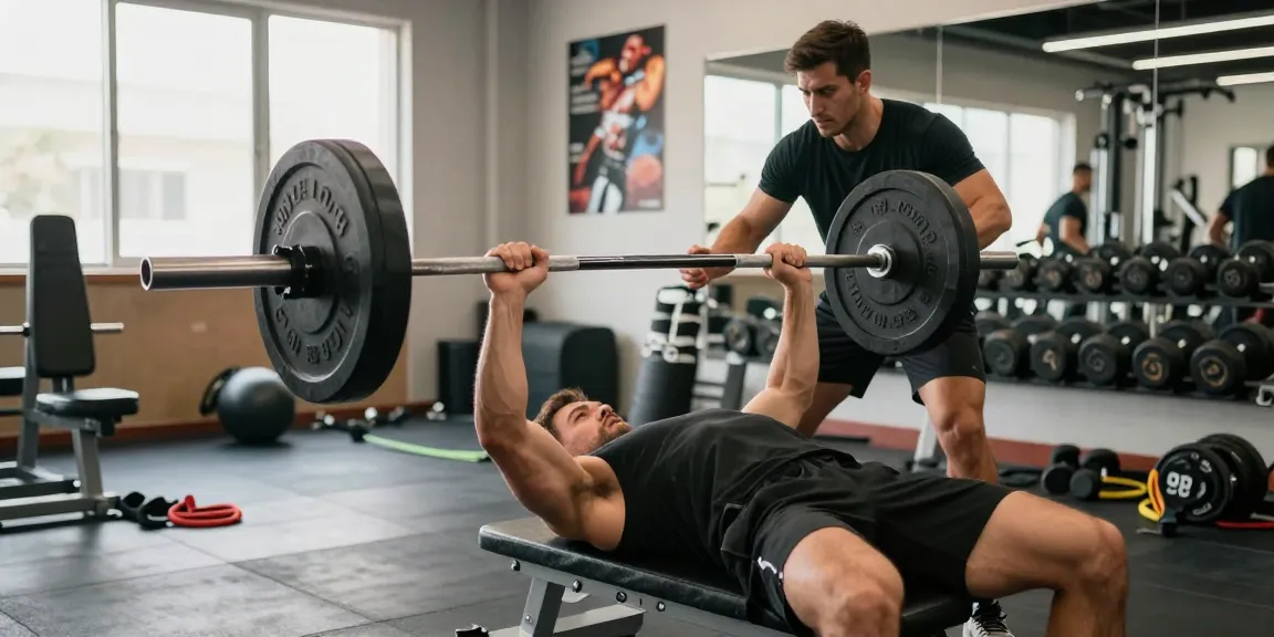 Bodybuilder beim Training im Selliza Shop mit engagierten Partnern und hochwertigem Equipment.