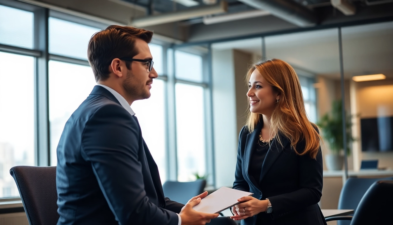 Headhunter Schweiz berät Kandidaten in einem modernen Büro.