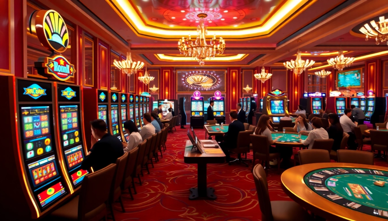 Experience the thrill of online casinos ohne deutsche Lizenz with players engaging in vibrant slot machines and live tables.