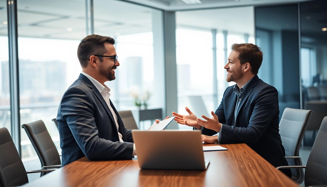 Headhunter Frankfurt berät einen talentierten Kandidaten in einem modernen Büro.