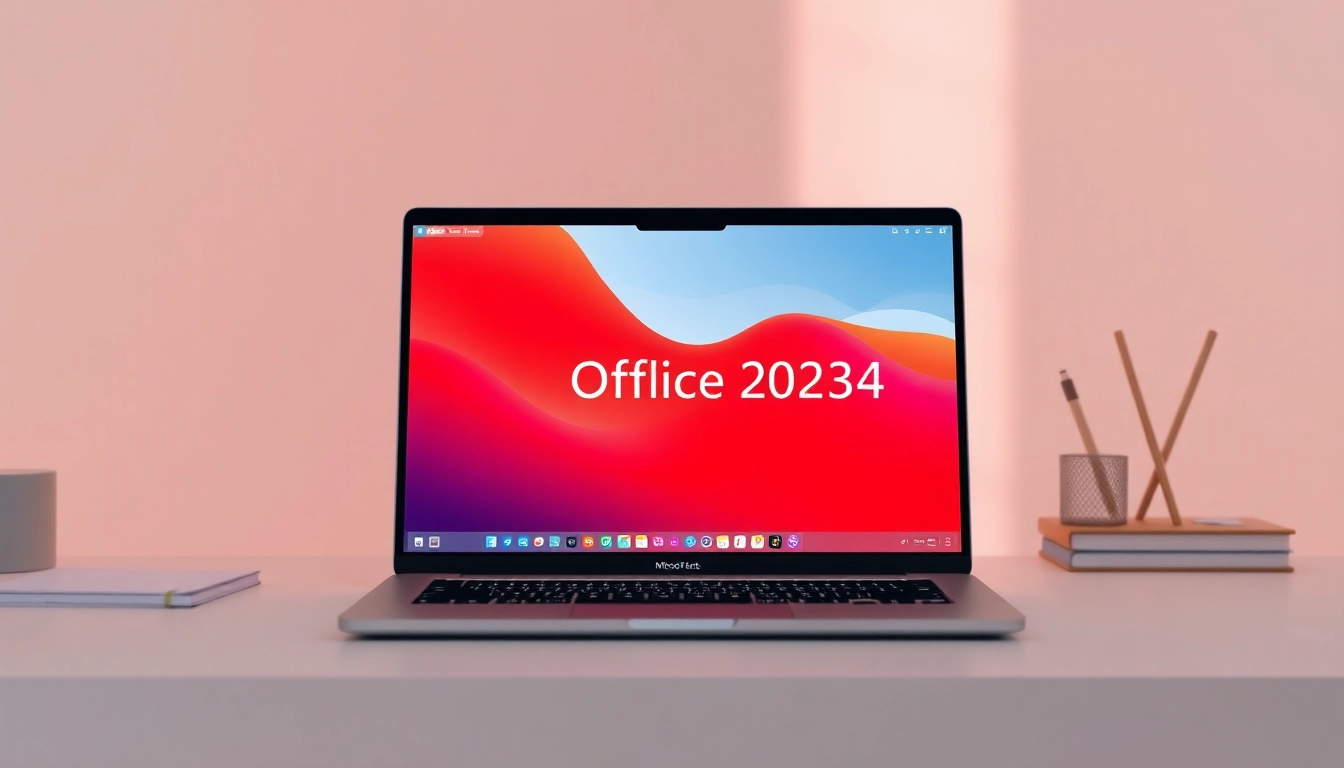 Erleben Sie die Vorteile der Office 2024 Standard Lizenz für macOS in einer produktiven Arbeitsumgebung mit einem MacBook.
