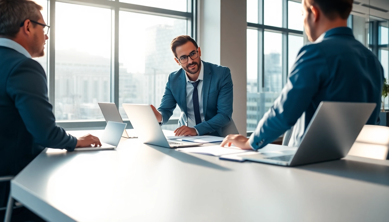 Headhunter Ingenieure in einem modernen Büro bei der Beratung mit Ingenieuren.