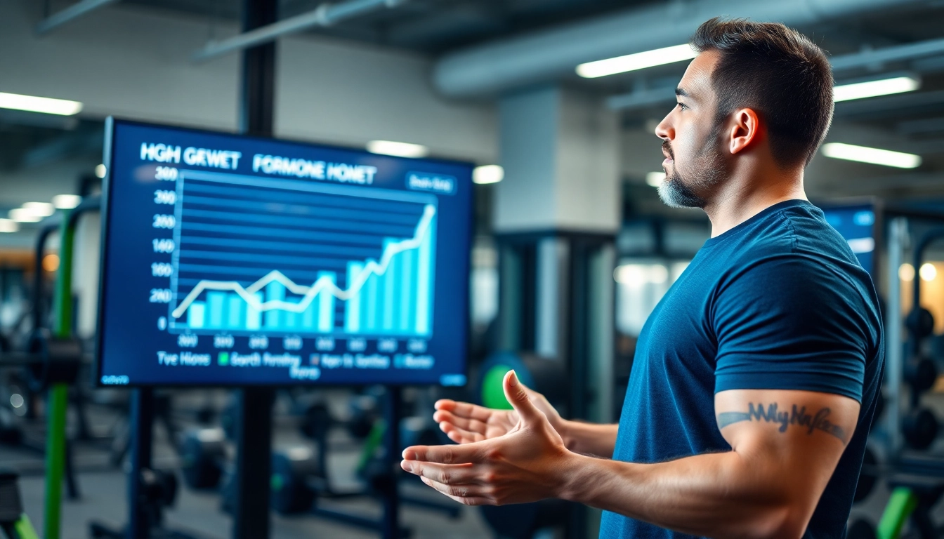 HGH kaufen: Fitnesstrainer erklärt die Vorteile von Wachstumshormonen im modernen Fitnessstudio.