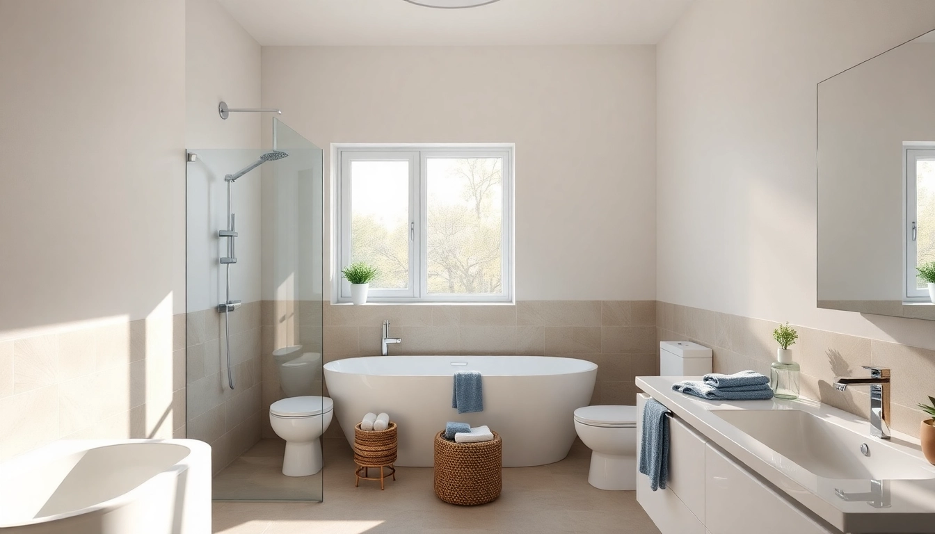 Elegantes, renoviertes Badezimmer, das die Hausrenovierung modern interpretiert und außergewöhnliche Details präsentiert.
