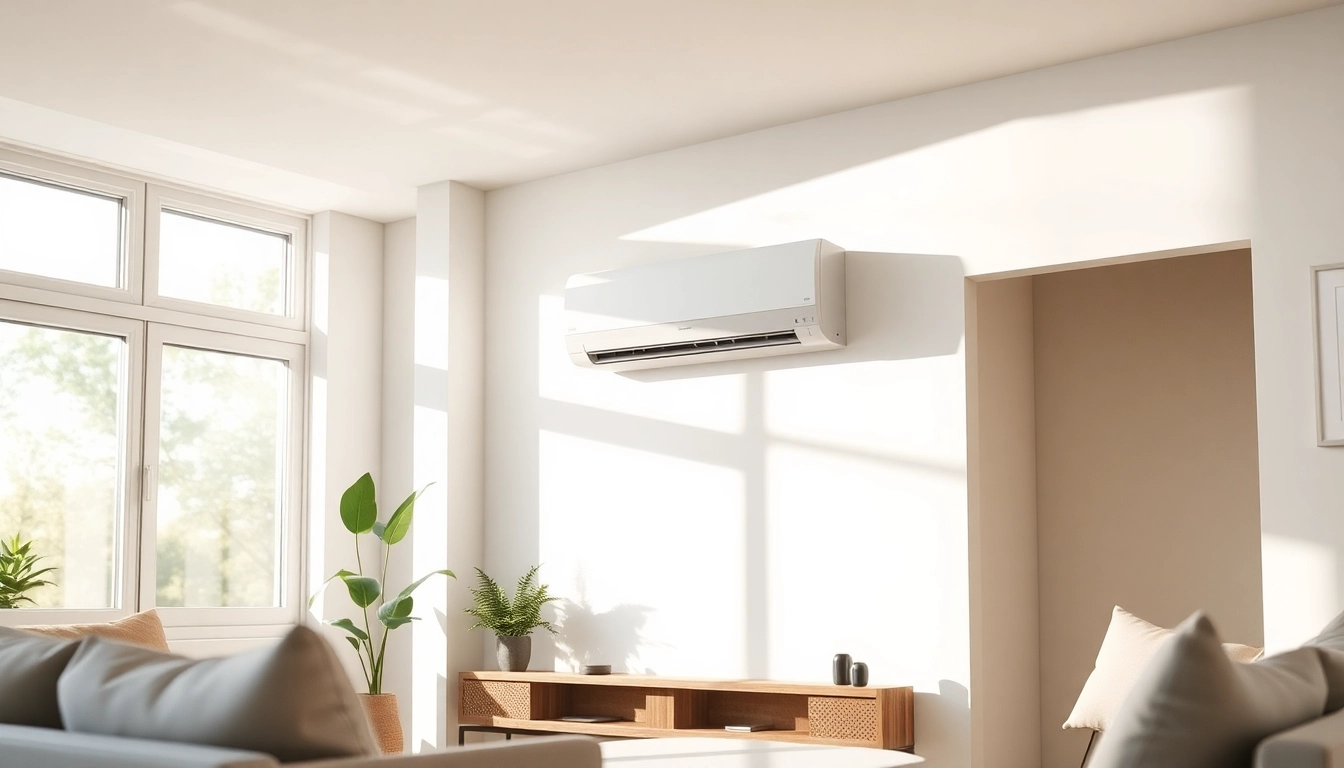 Klima installieren: An action shot of a technician expertly mounting a sleek air conditioning unit on a wall.