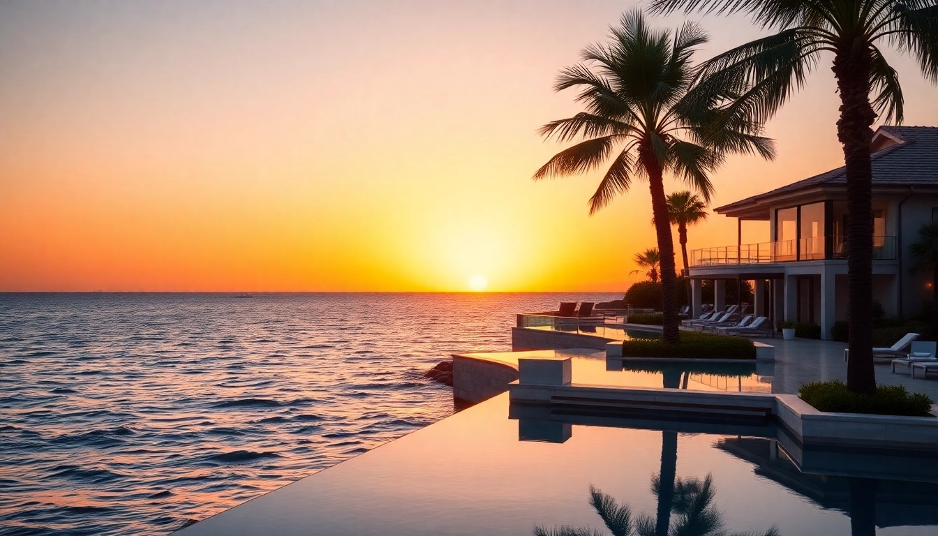 Discover beautiful nordzypern immobilien am meer with stunning oceanfront views at sunset.