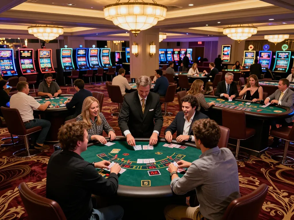 Players enjoying a thrilling game at dn88 blackjack tables in a vibrant casino atmosphere.
