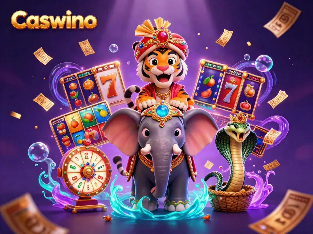 Experience vibrant casino excitement with Caswino’s unique 3D illustration showcasing thrilling gameplay elements.