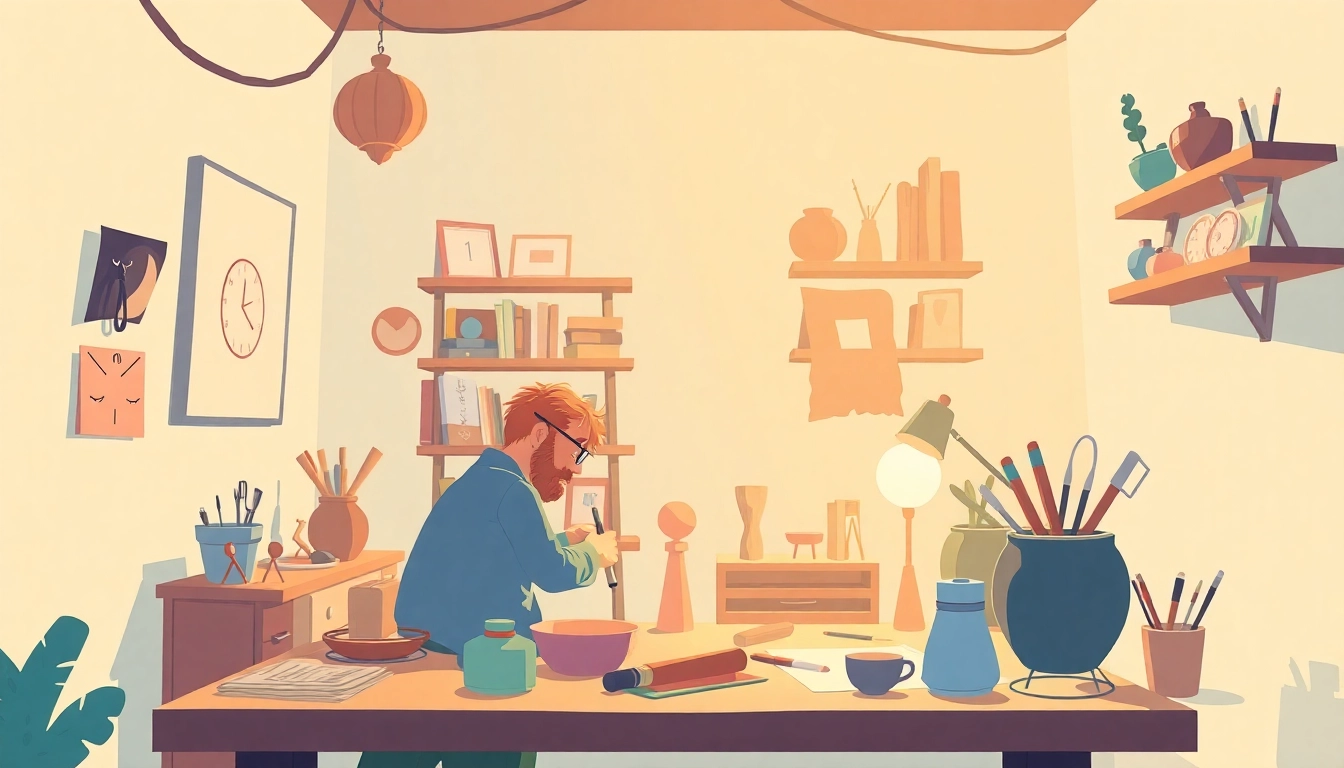 Animation Erstellen mit künstlerischen Elementen und lebendigen Farben zur Visualisierung des kreativen Prozesses.