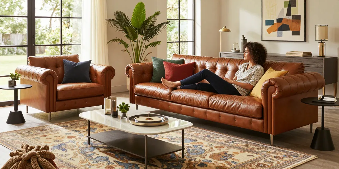 Baxter Möbel Erfahrungen illustriert mit einem stilvollen Wohnzimmer, das das Baxter Chester Moon Sofa und elegantes Dekor zeigt.