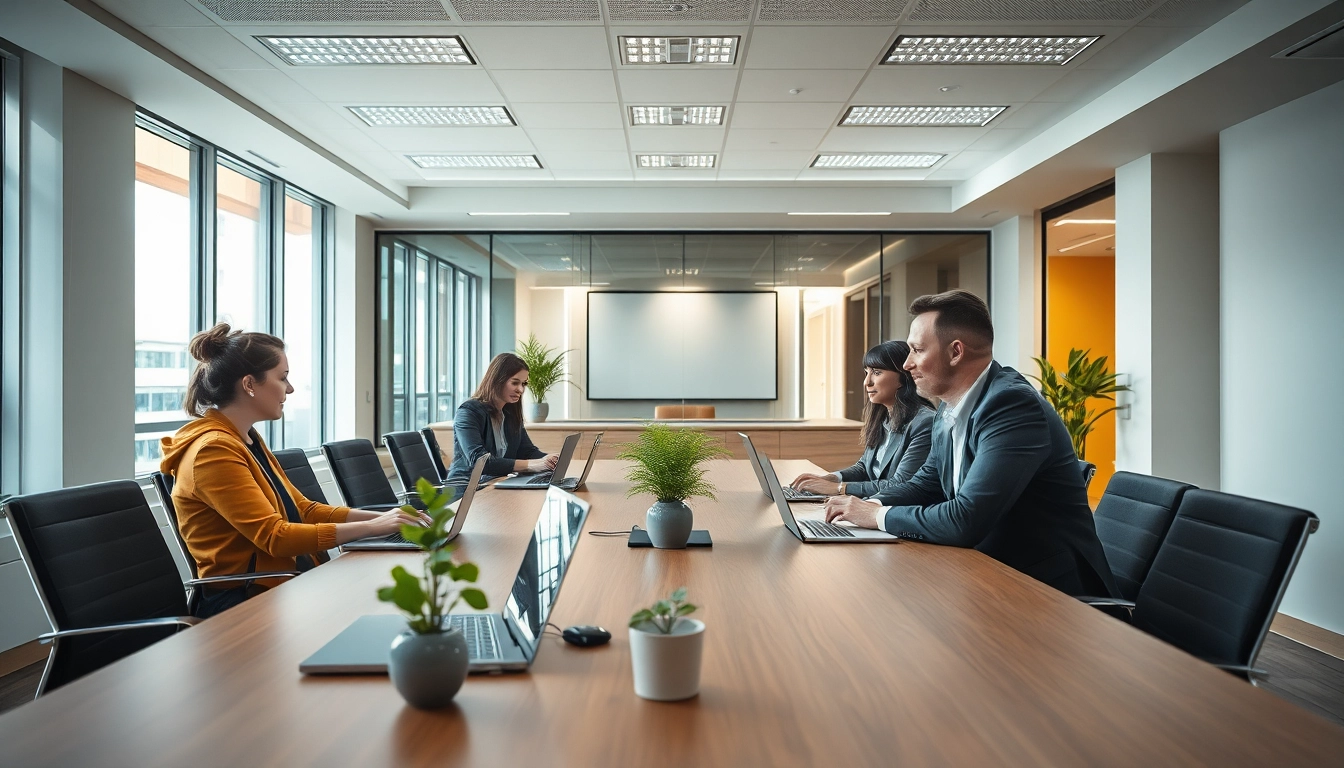 Visuelle Darstellung einer Headhunter Agentur, die engagierte Berater in einer modernen Büroumgebung zeigt.