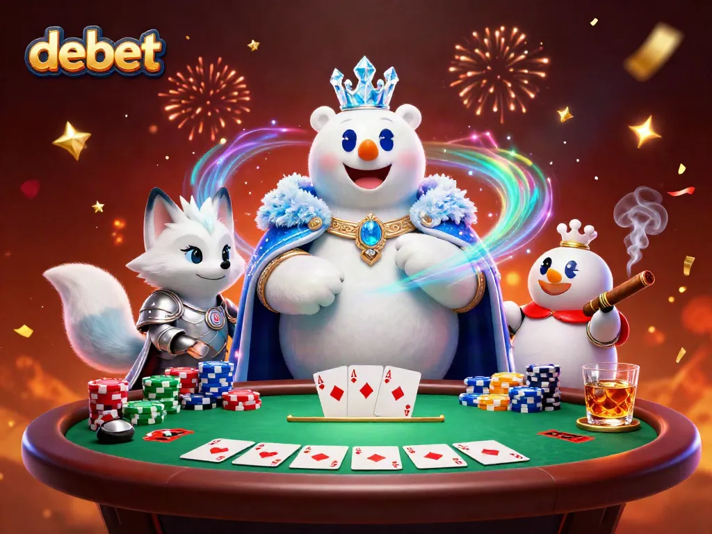 Experience lively poker action with debet featuring vibrant characters and game elements.