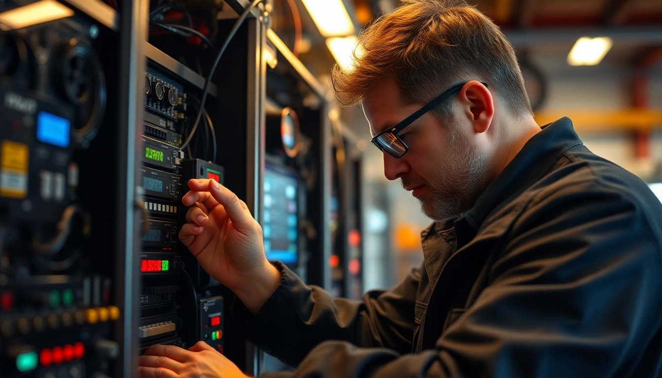 Technician conducting a DGUV V3 Prüfung by inspecting electrical devices for safety compliance.