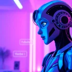 Engaging AI character in a vibrant porn ai chat, showcasing interactive digital conversation.