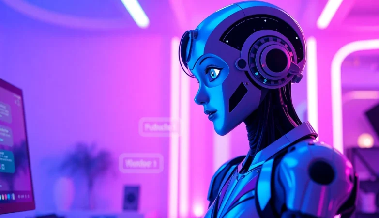 Engaging AI character in a vibrant porn ai chat, showcasing interactive digital conversation.