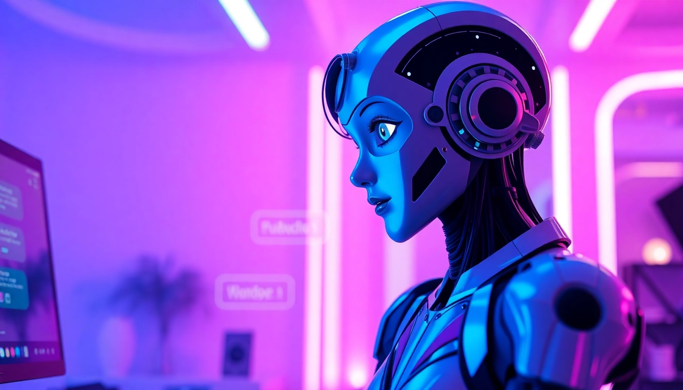 Engaging AI character in a vibrant porn ai chat, showcasing interactive digital conversation.
