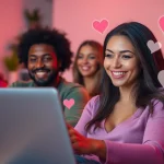 Sex chat environment with diverse users enjoying friendly interactions online.