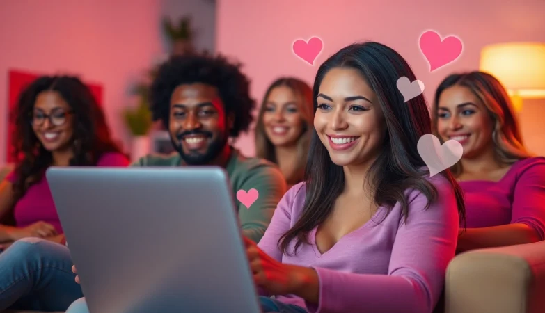 Sex chat environment with diverse users enjoying friendly interactions online.