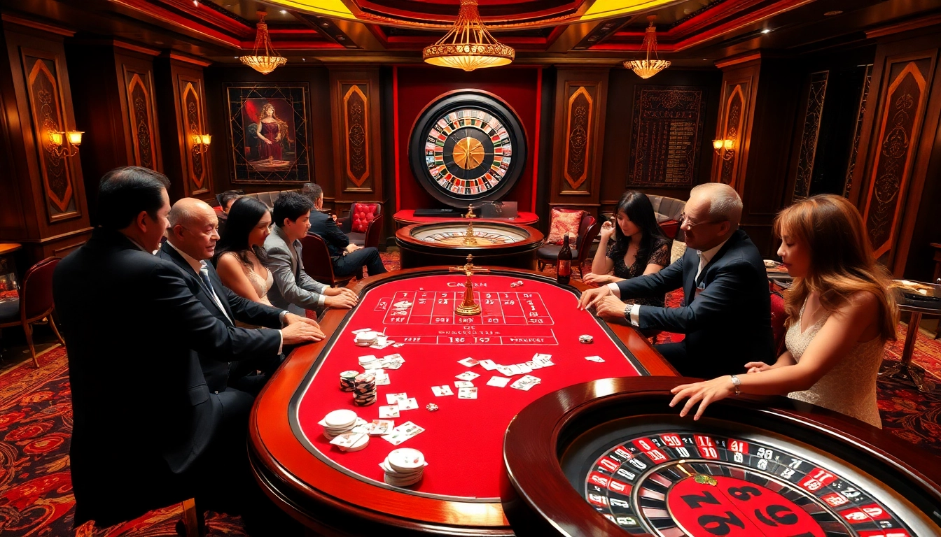 Experience the thrill of 88i bet with players at an upscale casino table, vibrant chips, and roulette.