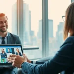 Headhunter IT in a professional interview setting engaging with a candidate.