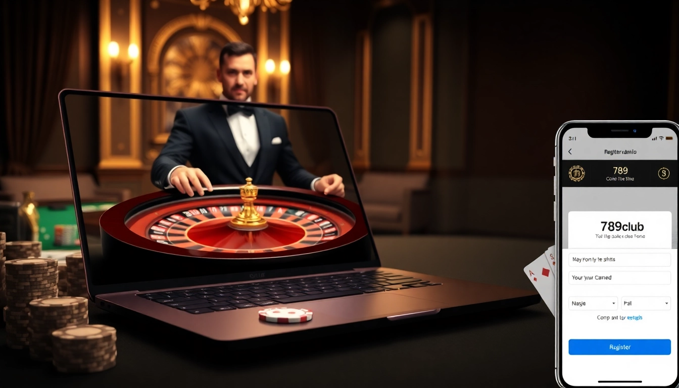 Engaging online gamblers in the διαδικασία đăng ký 789club on a luxury casino interface with roulette.