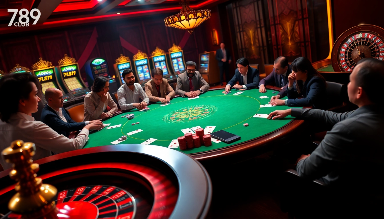 Engaged players at a luxurious poker table embodying the essence of đăng ký 789club for an exhilarating casino experience.