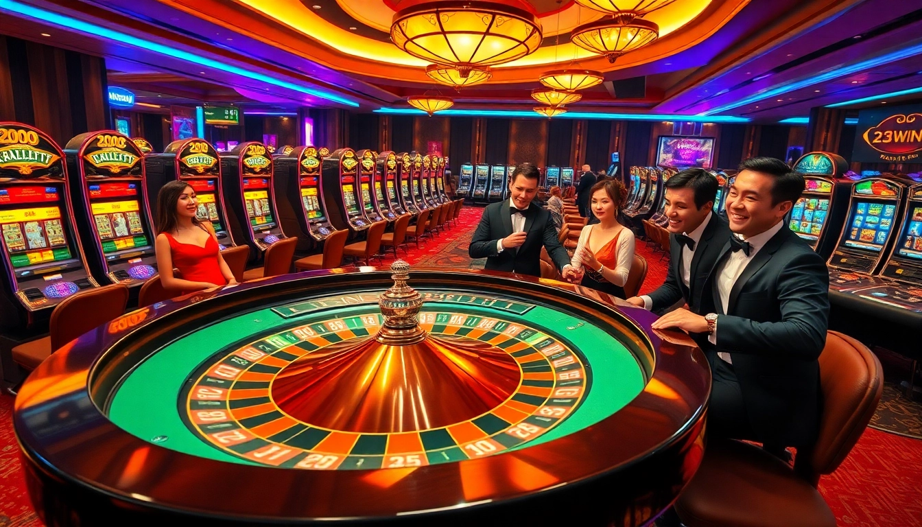 Players spin on a roulette table at 23win casino, capturing the excitement of high-stakes gambling.