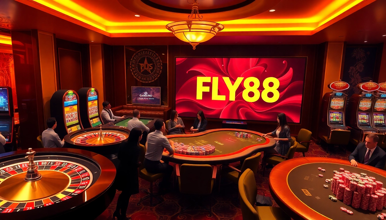 Experience the excitement of online gambling with the FLY88 link showcasing vibrant games and a luxurious atmosphere.