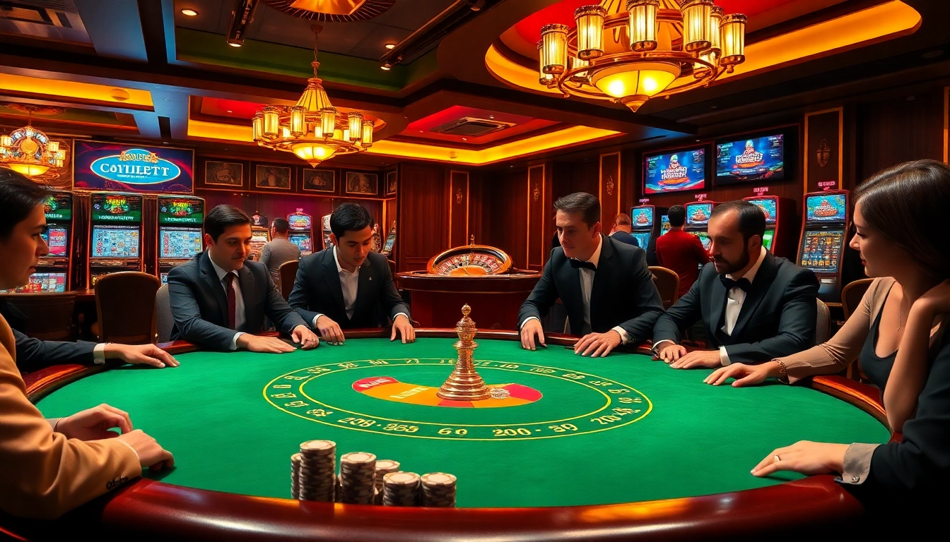 Engage with online gambling at https://rr88me.com/ while enjoying a thrilling poker game in a sophisticated casino setting.