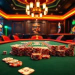 Players engaging in thrilling games at 33win's luxurious casino with vibrant tables and equipment.