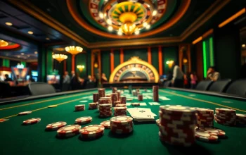 Experience the lavish excitement of 789f with a vibrant casino scene filled with poker chips and cards.