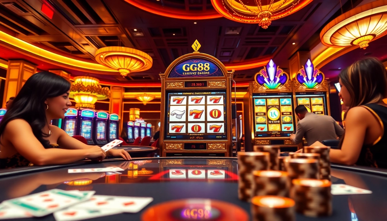 Players winning on the exciting gg88 slot machine in a vibrant casino setting.