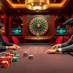 Experience thrilling strategies at CM88 poker tables with vibrant chips and expert players.