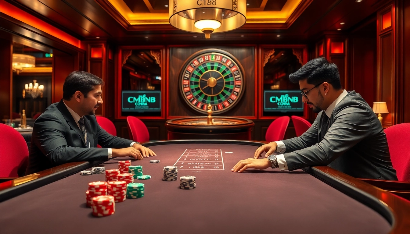 Experience thrilling strategies at CM88 poker tables with vibrant chips and expert players.