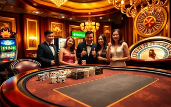 Players engaging in a vibrant game of tài xỉu md5 at a luxurious casino table.