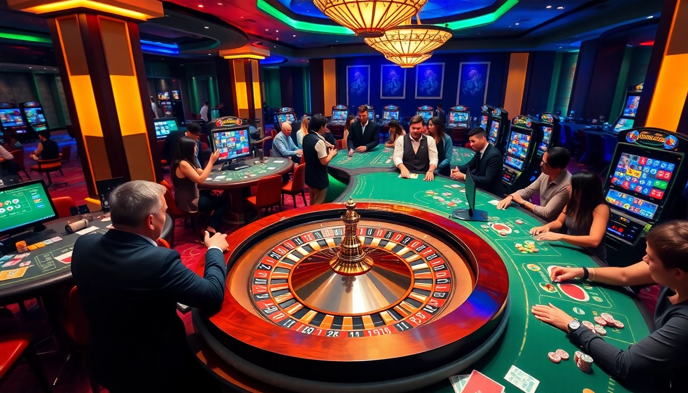 Gambling excitement at https://s8onl.com/ with vibrant casino tables, chips, and players enjoying the thrill.