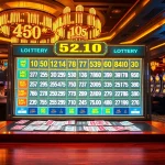 Excited players checking the Kết quả xổ số at a vibrant casino lottery draw.